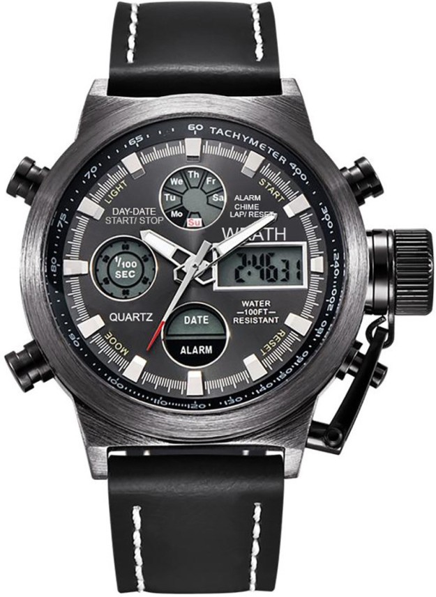 black analog digital watch