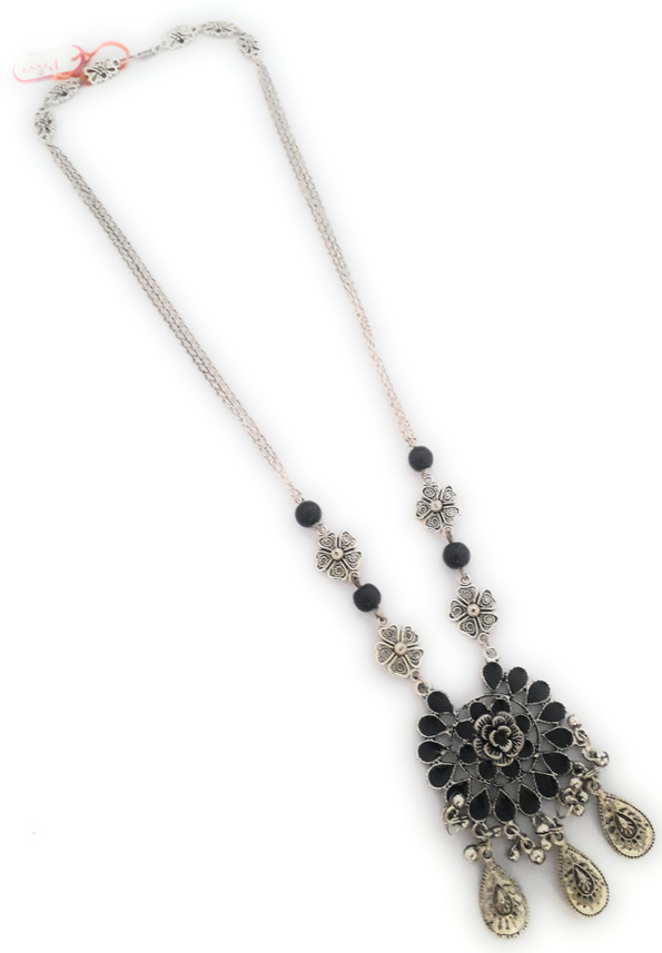 flipkart black metal necklace