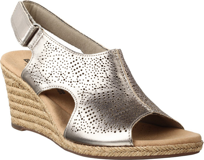 clarks silver wedges