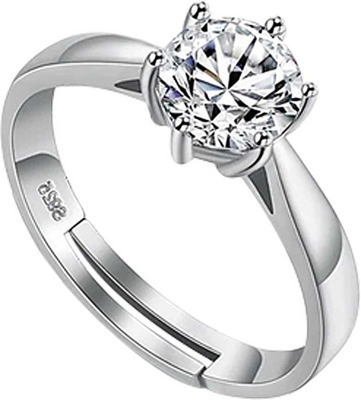 Designin Platinum Plated 925 Silver Plated Ad Cz Solitaire