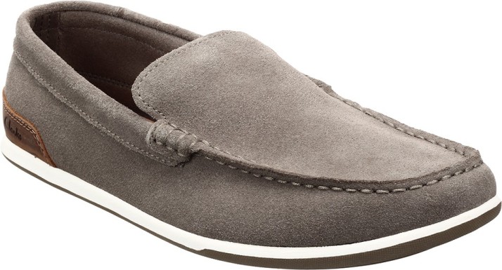 clarks grey loafers