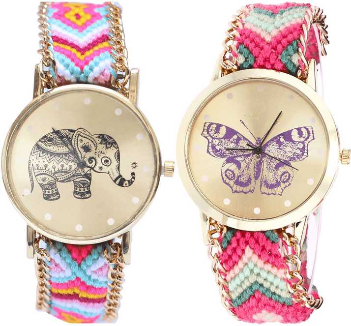 Groot Latest Diwali Elephant And Butterfly Analogue Multicolor Girls And Women Watch G312 G139 Combo Of 2 Combo Watch Analog Watch For Girls Buy Groot Latest Diwali Elephant And