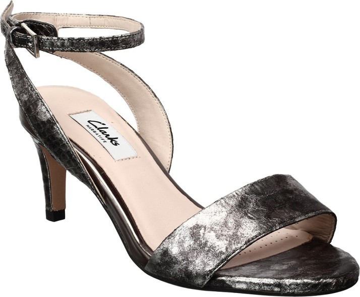 clarks silver heels