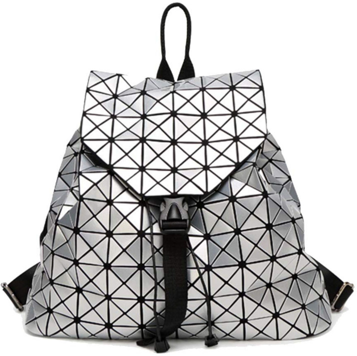 silver geometric backpack