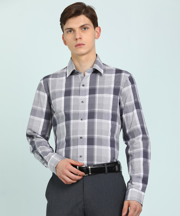 ARROW Men Checkered Formal Grey Shirt 