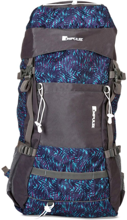 impulse 65 ltrs blue trekking backpack