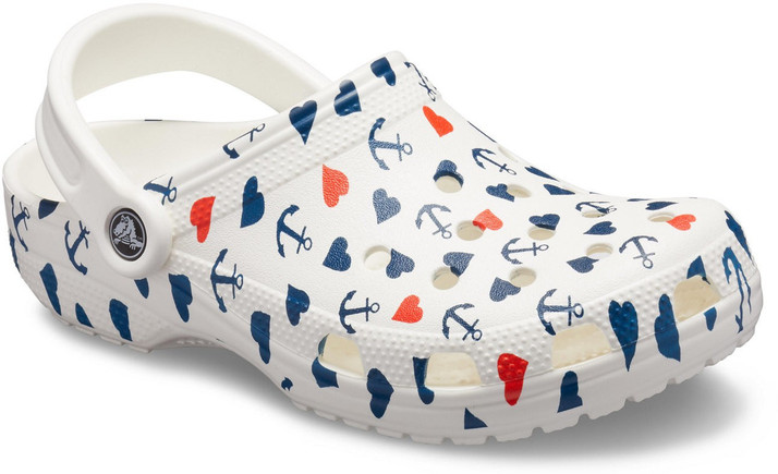 white multicolor crocs