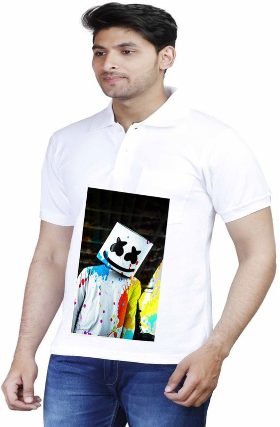 MAHADEV Printed Men Collared Neck White 