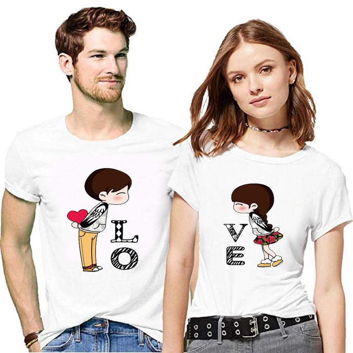 white t shirt for couple