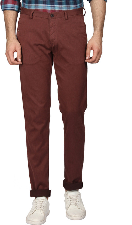 Blackberrys Slim Fit Men Red Trousers 