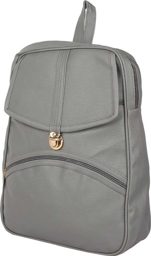 womens grey leather backpack