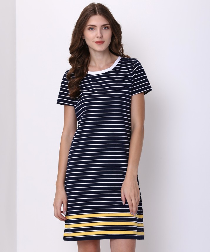 tommy hilfiger dress blue and white