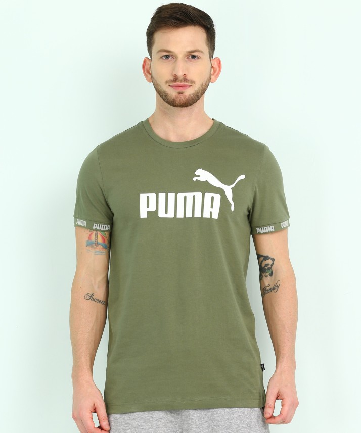 Printed Men Round Neck Green T-Shirt 