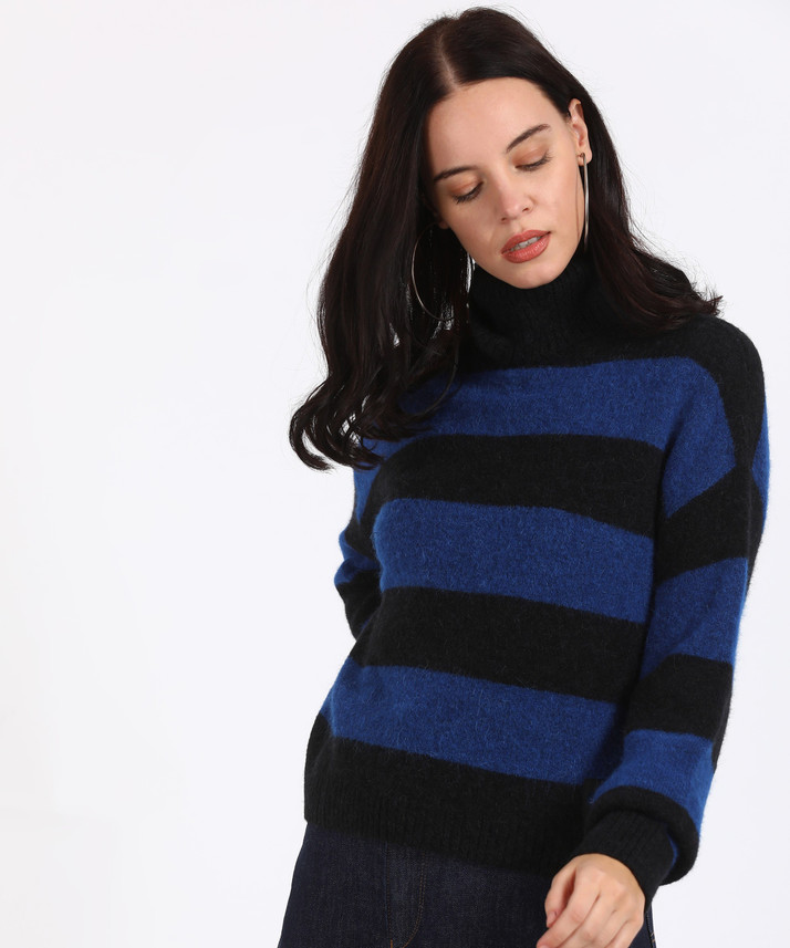 black jeans blue jumper