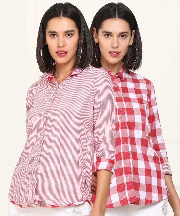 pink checkered shirt womens