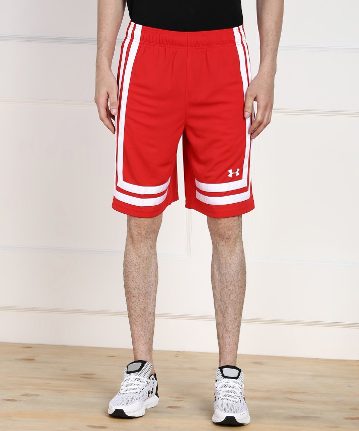 Solid Men Red Sports Shorts 