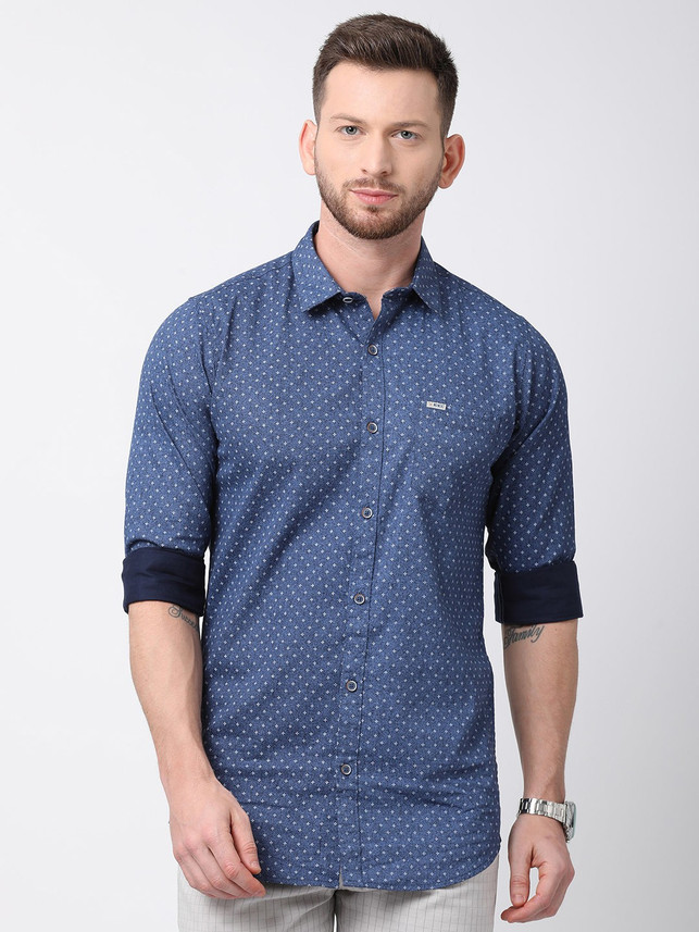 NO NEXT Men Printed Casual Blue Shirt 