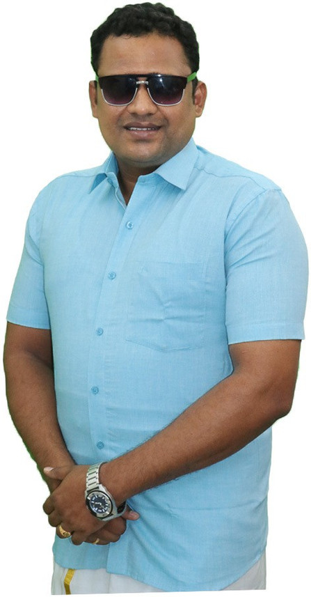 Maha arjun men solid formal blue shirt Clearance