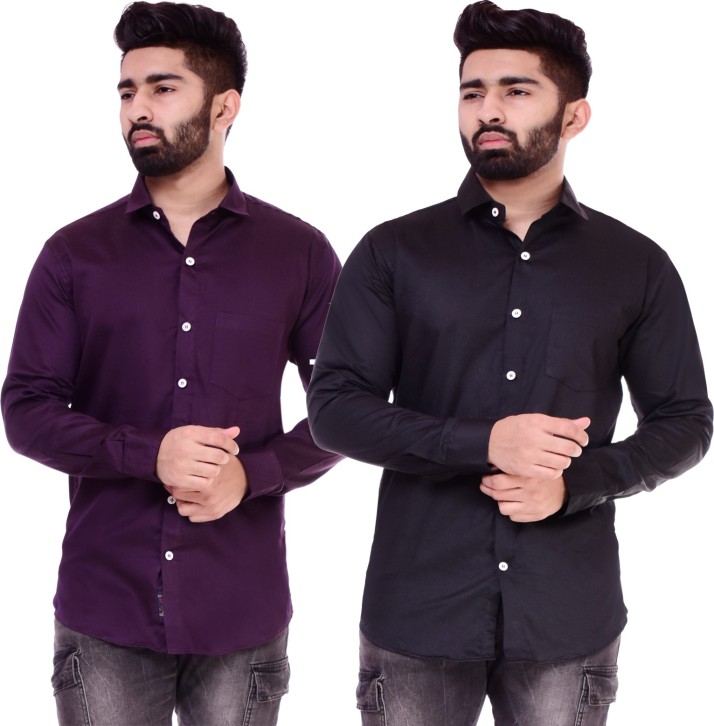 purple and black mens shirt