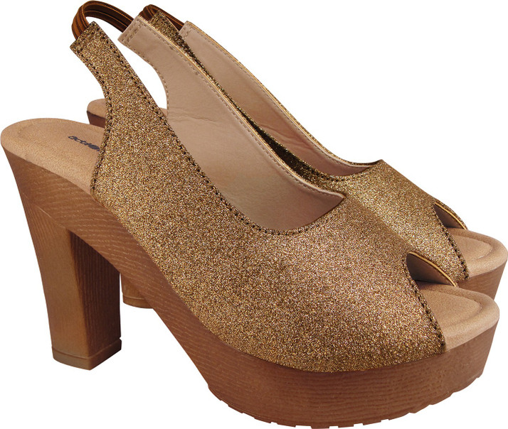 bronze glitter heels
