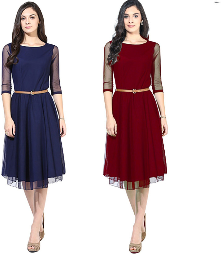 Maroon and blue dress Clearance