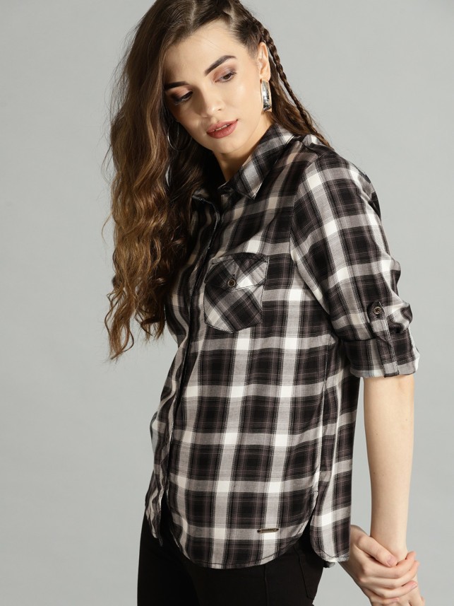 roadster women's checkered casual reversible shirt