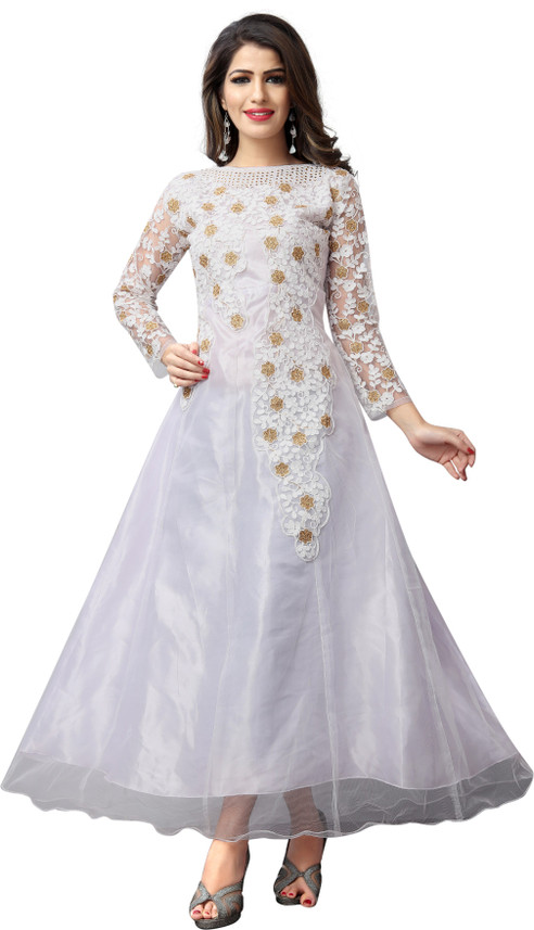 white anarkali dress flipkart