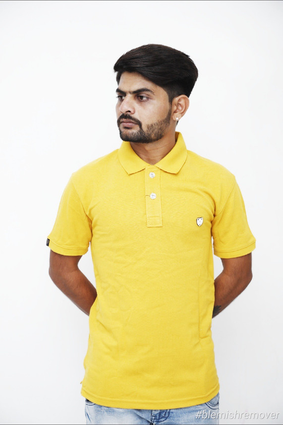 ALLRUGGED Washed Men Polo Neck Yellow T 
