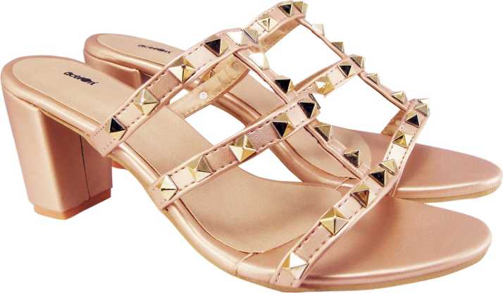 Action Comfortable Metallic Stud Women Gold Heels Buy Action