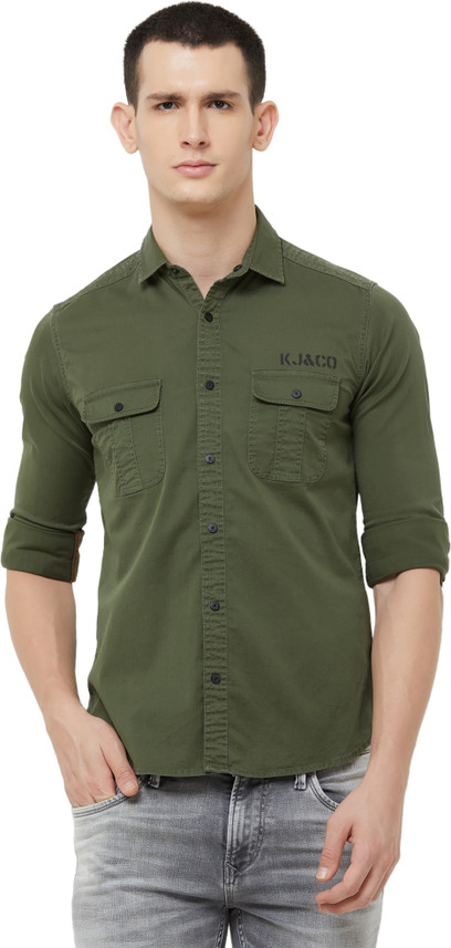 KILLER Men Solid Casual Green Shirt 