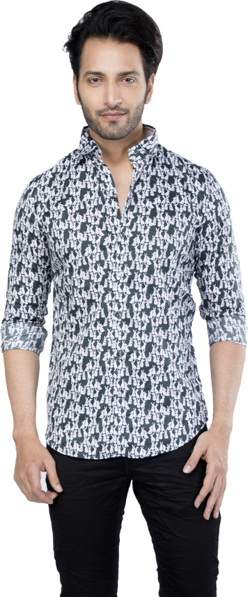 Men Animal Print Casual Black Shirt 