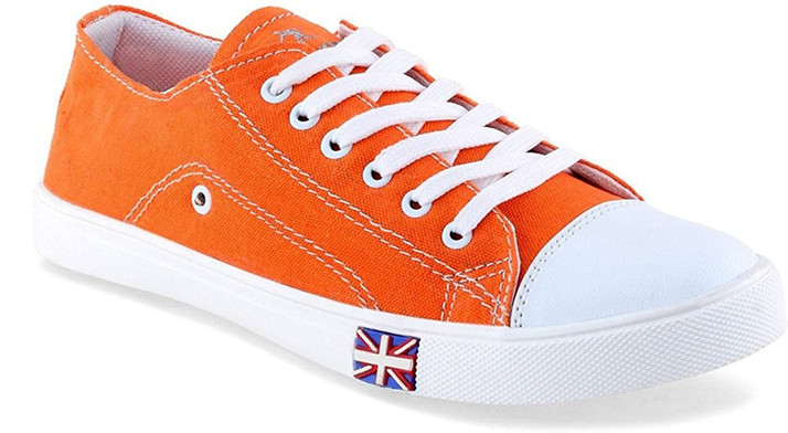 orange canvas shoes