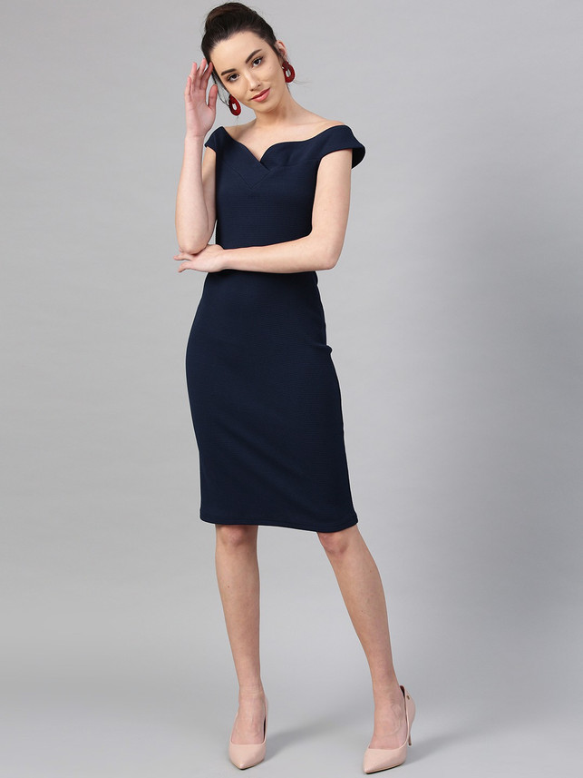 Athena Women Sheath Dark Blue Dress 