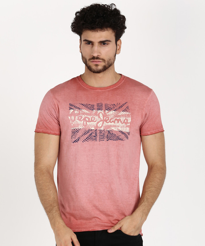 Pepe Jeans Printed Men Round Neck Pink 