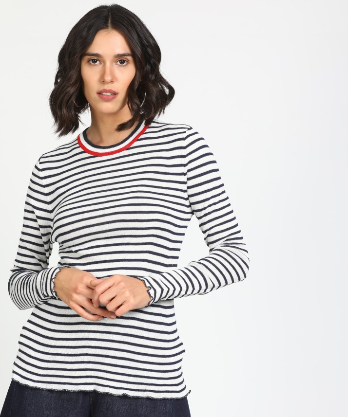 tommy hilfiger blue and white striped sweater