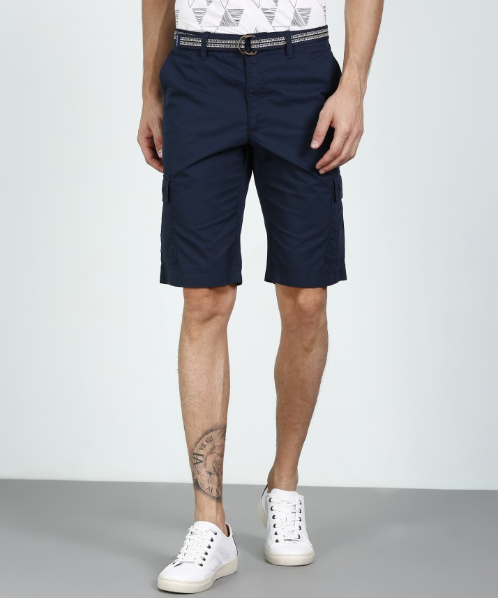 mens dark blue cargo shorts