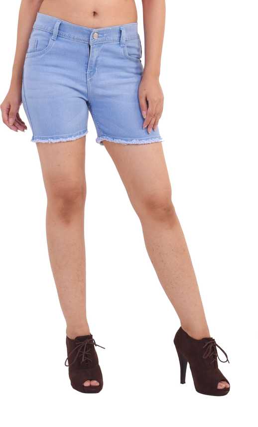 Ziva Fashion Solid Women Denim Light Blue Denim Shorts Buy Ziva