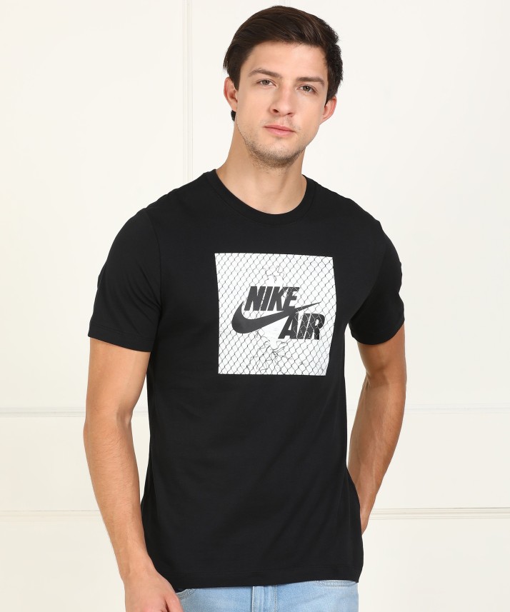 Nike Graphic Print Men Round Neck Black 
