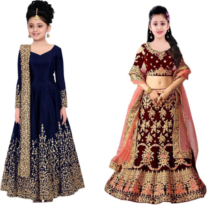 Buy Aparejar Girls Purple Embroidered Satin Blend Lehenga With Choli And  Dupatta (13 - 14 Years) Online at Best Prices in India - JioMart.