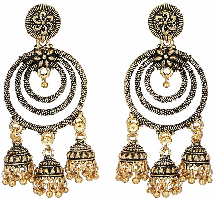 Oxidised Vintage Look Silver Earrings for Women /& Girls By Gahnemall