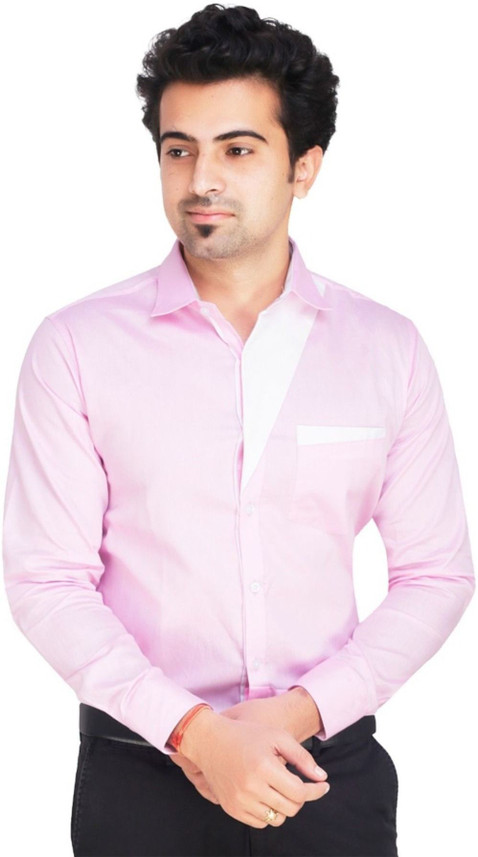 Sensation Men Solid Party Pink Shirt 