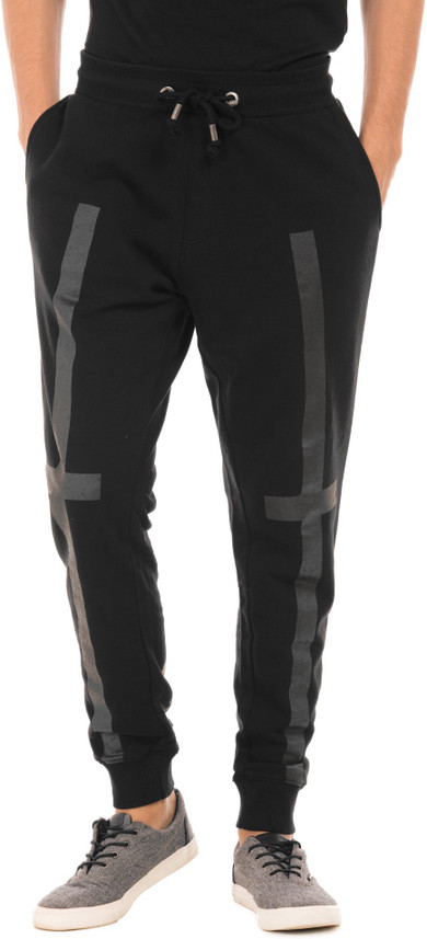 ED HARDY Solid Men Black Track Pants 