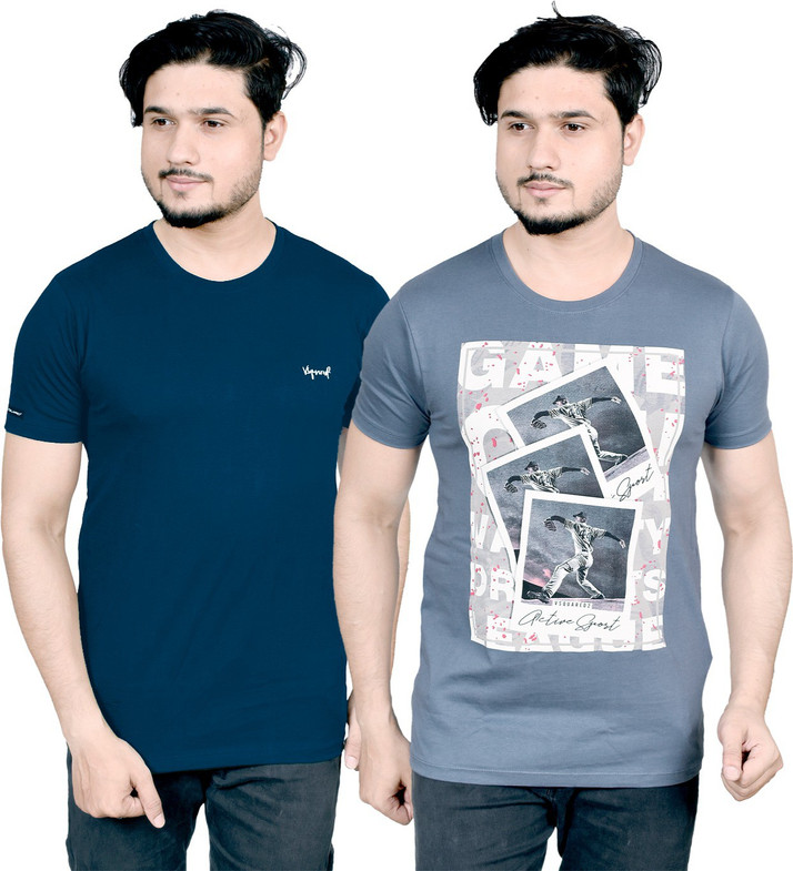 Vsquared2 Printed, Solid Men Round Neck 