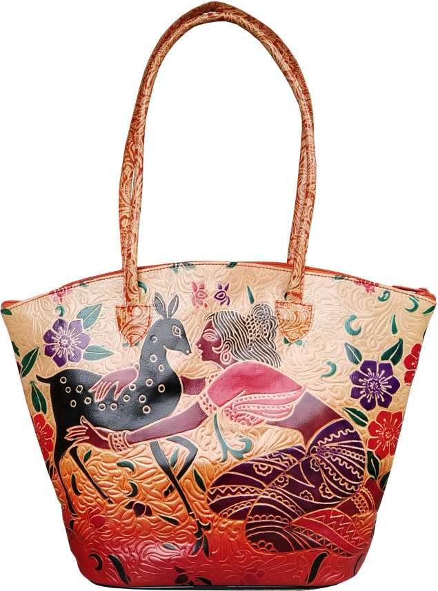 Buy Ananya Leather Handicraft Women Multicolor Shoulder Bag Orange Online @  Best Price in India | Flipkart.com