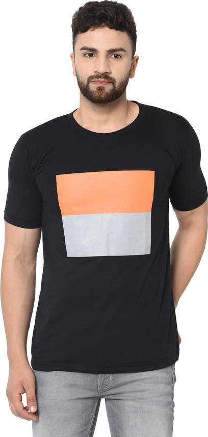 Odoky Color Block Men Round Neck Black 