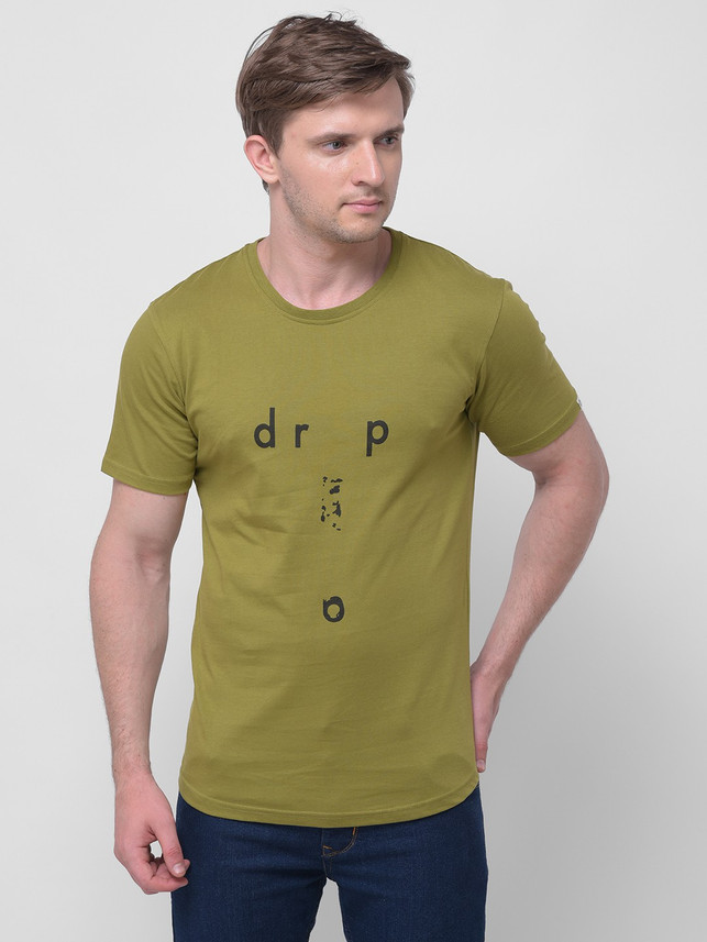 Pulp Printed Men Round Neck Light Green 