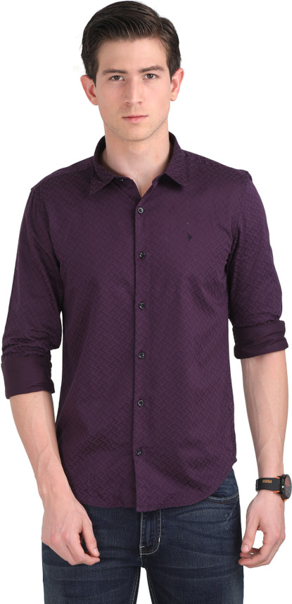 Men Printed Casual Purple Shirt 
