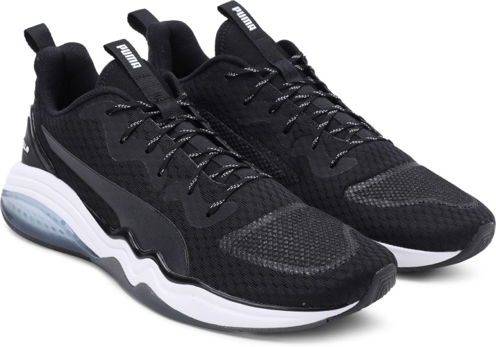 puma men's lqdcell tension black white running shoes