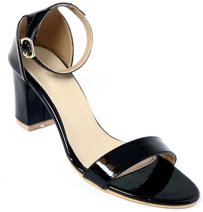 black shiny heels with strap