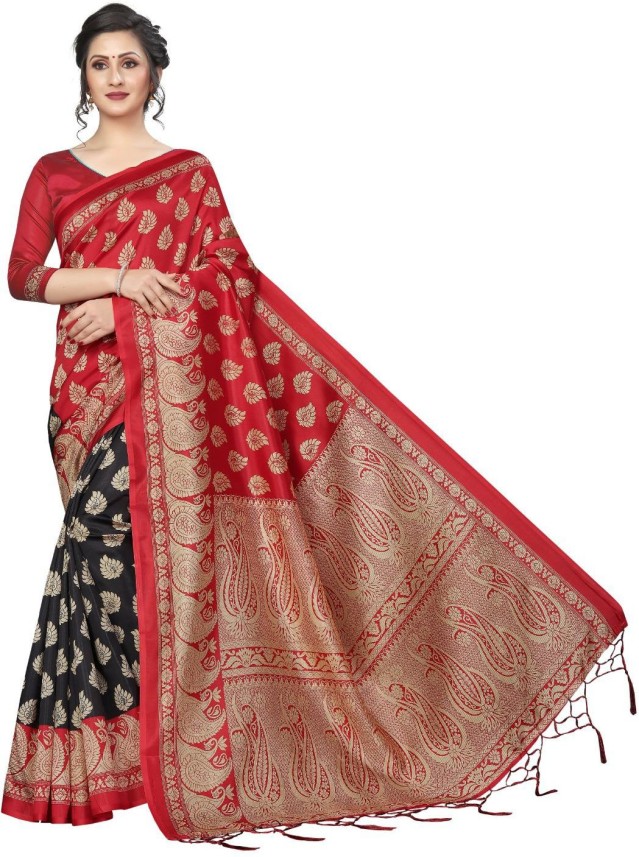 red and black saree flipkart